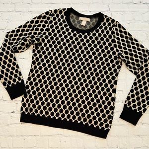 Beautiful Banana Republic black and ivory cotton / cashmere sweater (Med)